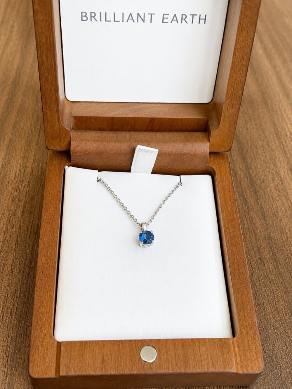Brilliant Earth Floating Solitaire Sapphire Pendant Necklace | 18K White Gold